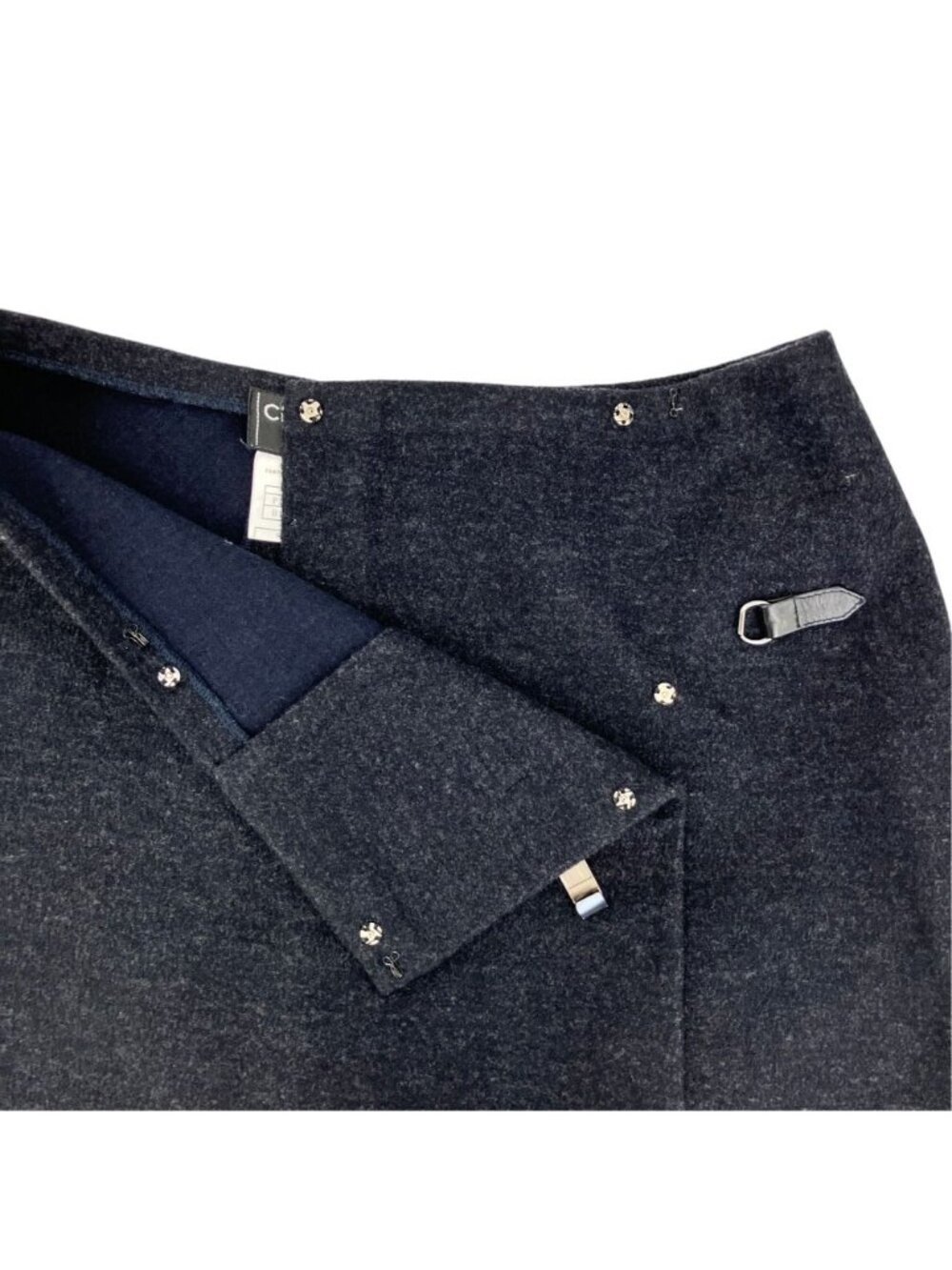 Chanel 00A Vintage Wool Cropped Jacket Wrap Skirt Set Chocol Gray - Picture 12 of 15